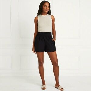 Hill House Home Livie black high waist cotton poplin stretch nap shorts L
